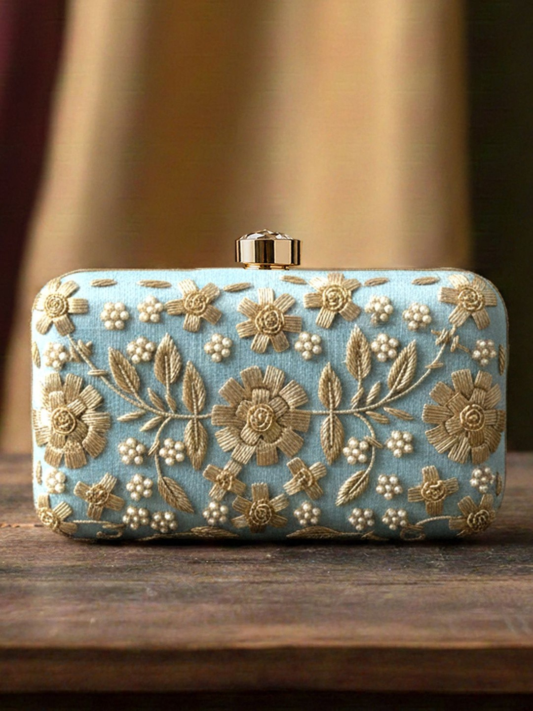 MaFs Embroidered Embellished Box Clutch