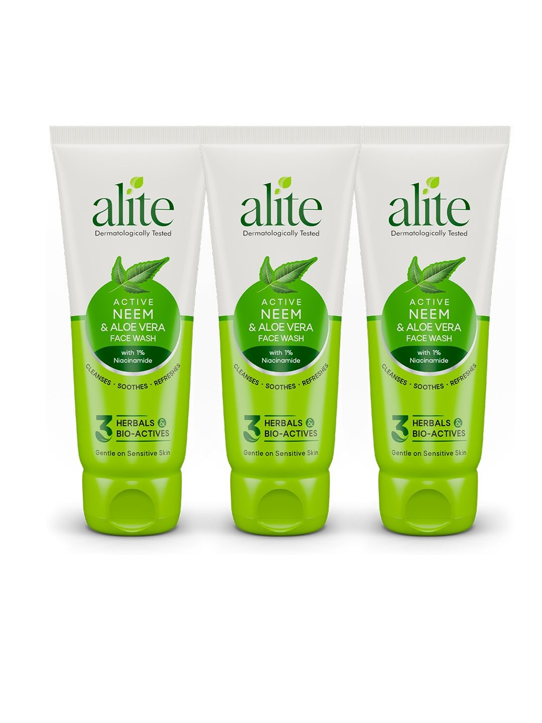 Alite Set of 3 Neem & Aloe Vera Face Wash with Niacinamide for Acne Control - 70g Each