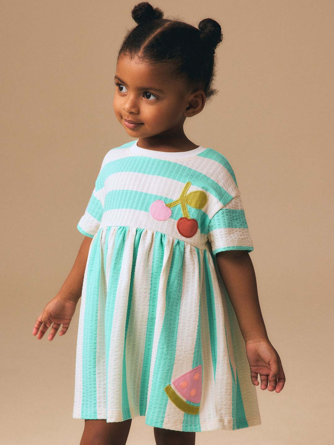 NEXT Girls Striped Applique Pure Cotton A-Line Dress