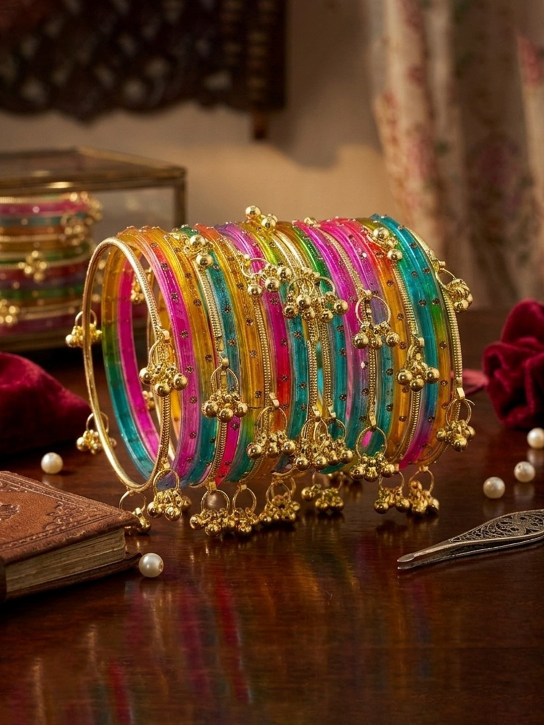BeautyTrends Set Of 20 Gold-Plated Zircon Bangles