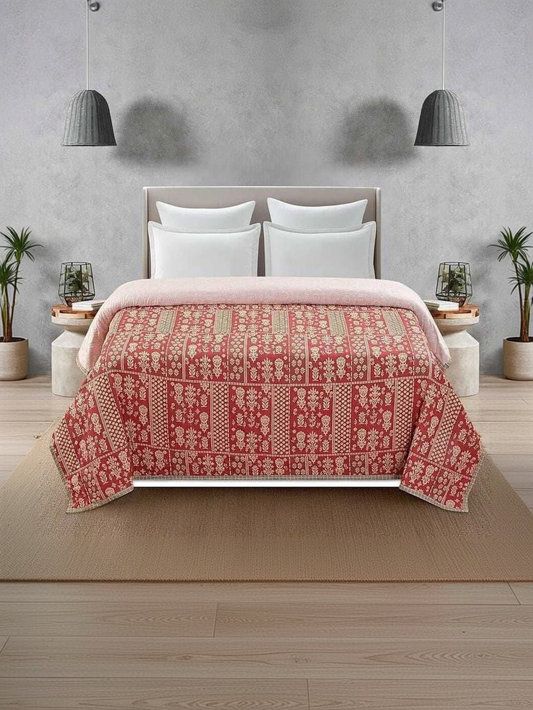 Comfowell Red Floral AC Room 210 GSM Dohar