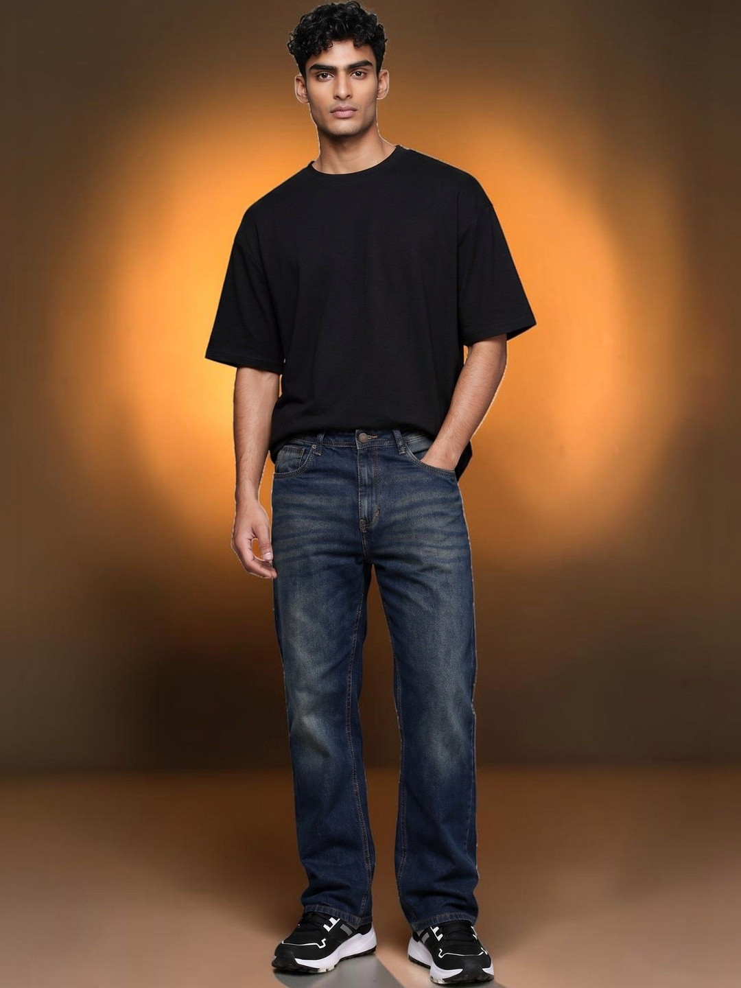 Roadster Men Jean Straight Fit Mid-Rise Low Distress Light Fade Stretchable Jeans