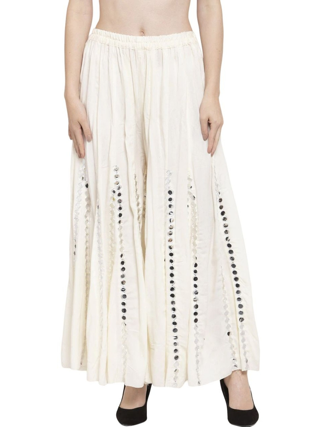 OMAYA Women Embellished Knitted Ethnic Palazzos