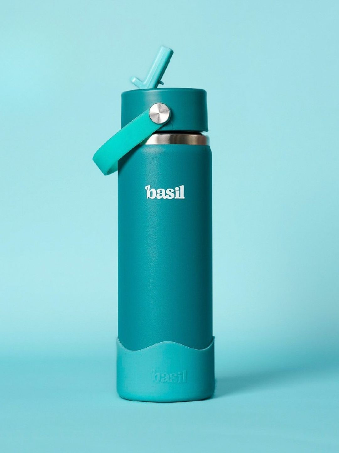 BASIL Green Single Stainless Steel Solid Double Wall Vacuum Water Bottle