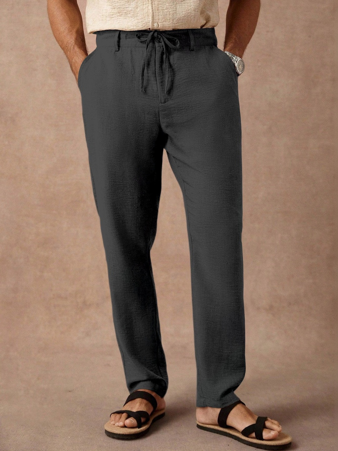 RAJOVATI Men Easy Wash Pleated Trousers