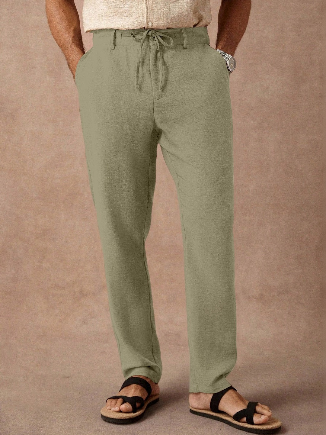 RAJOVATI Men Easy Wash Pleated Trousers