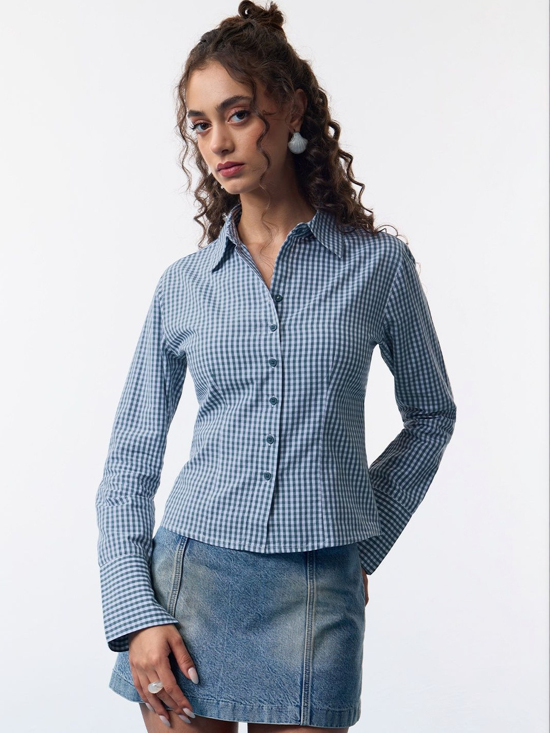 The Souled Store Women Slim Fit Gingham Checks Checked Casual Shirt