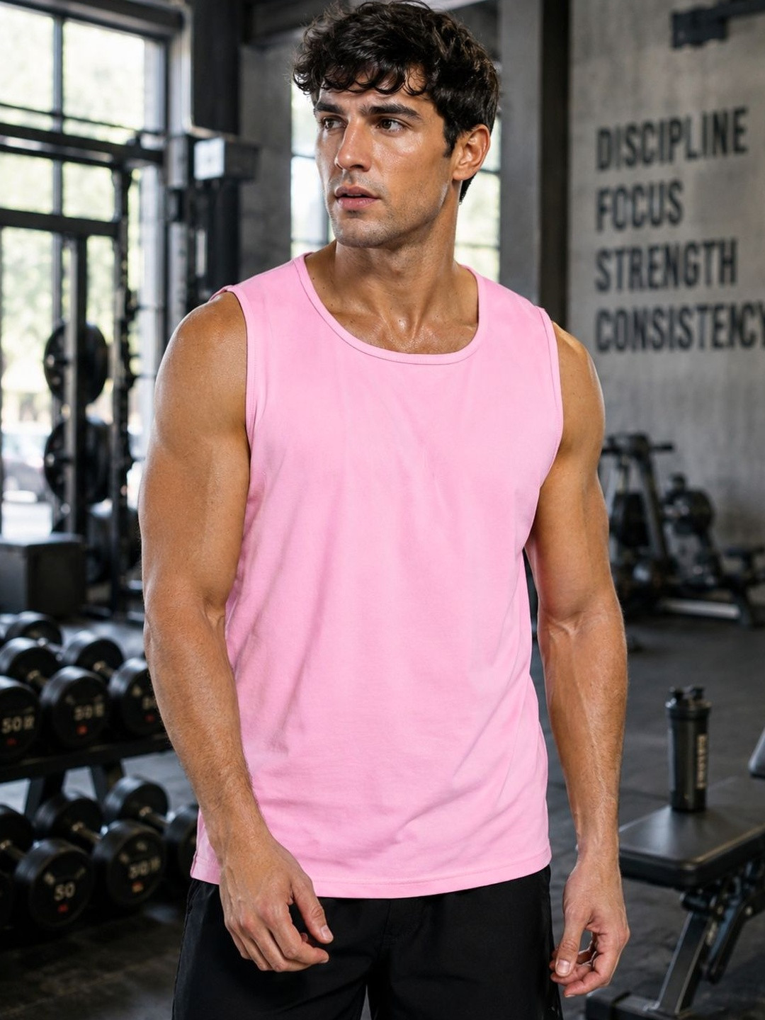 Blacksmith Men Pink Training or Gym Pure Cotton T-shirt