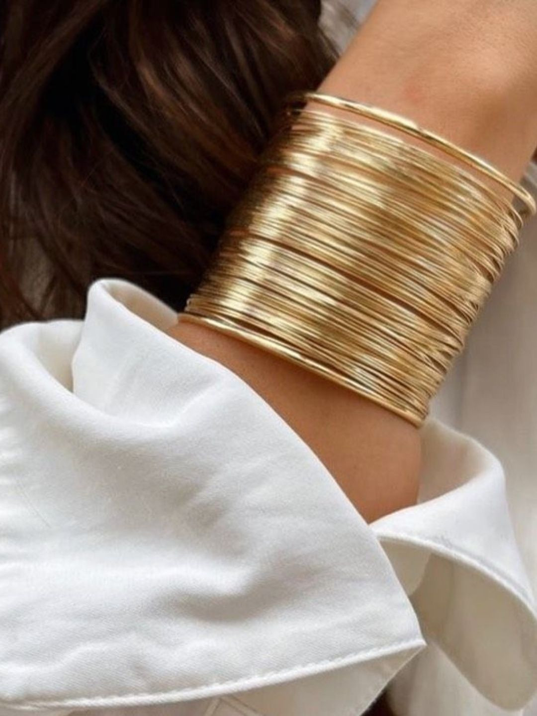 RaasRani Women Stainless Steel Gold-toned Cuff Bracelet