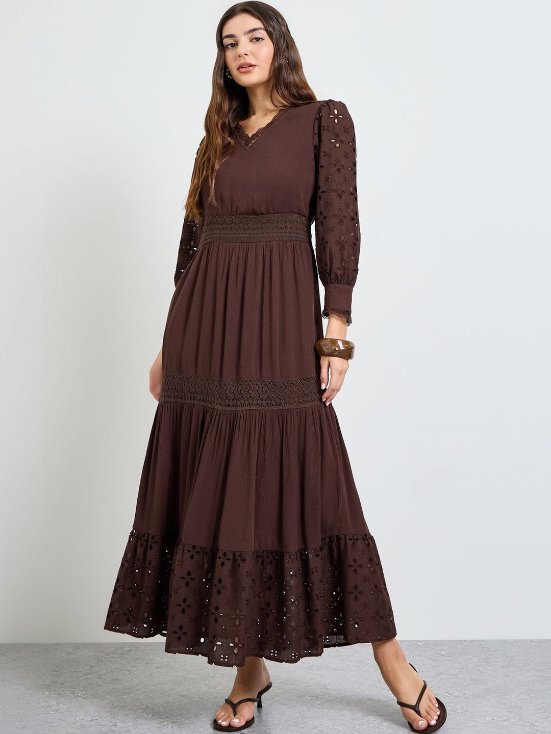 Styli Ruffled A-Line Maxi Dress