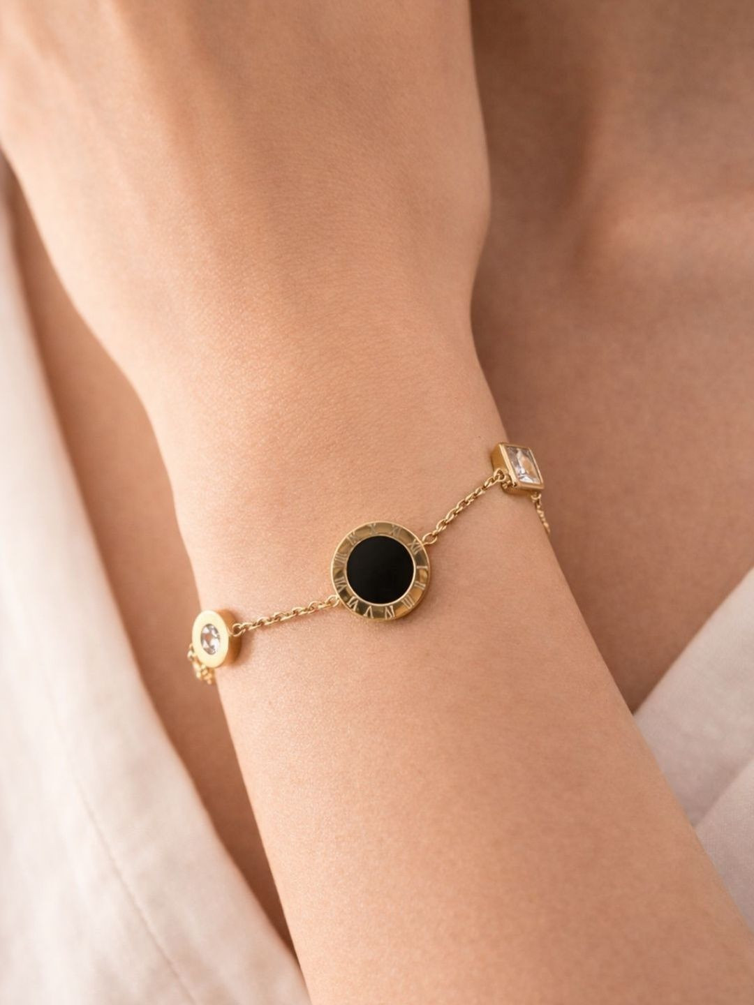 RaasRani Women Gold-Plated Anti-Tarnish Cubic Zirconia Wraparound Bracelet