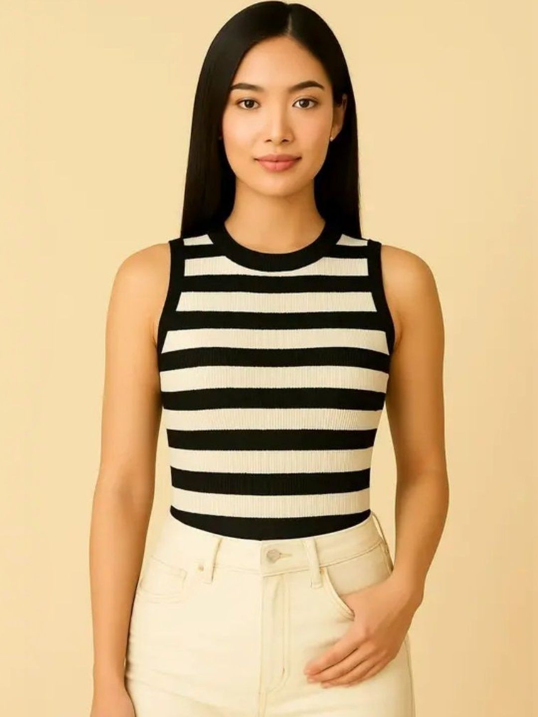 hug nation Striped Tank Crop Top