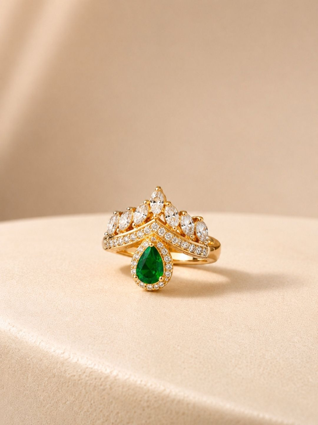 RaasRani Women Gold-Plated Cubic Zirconia Finger Ring