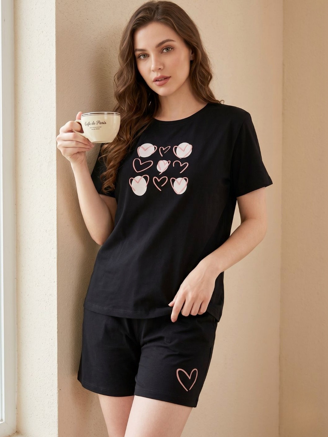 WEET Women Pure Cotton Printed Night suit