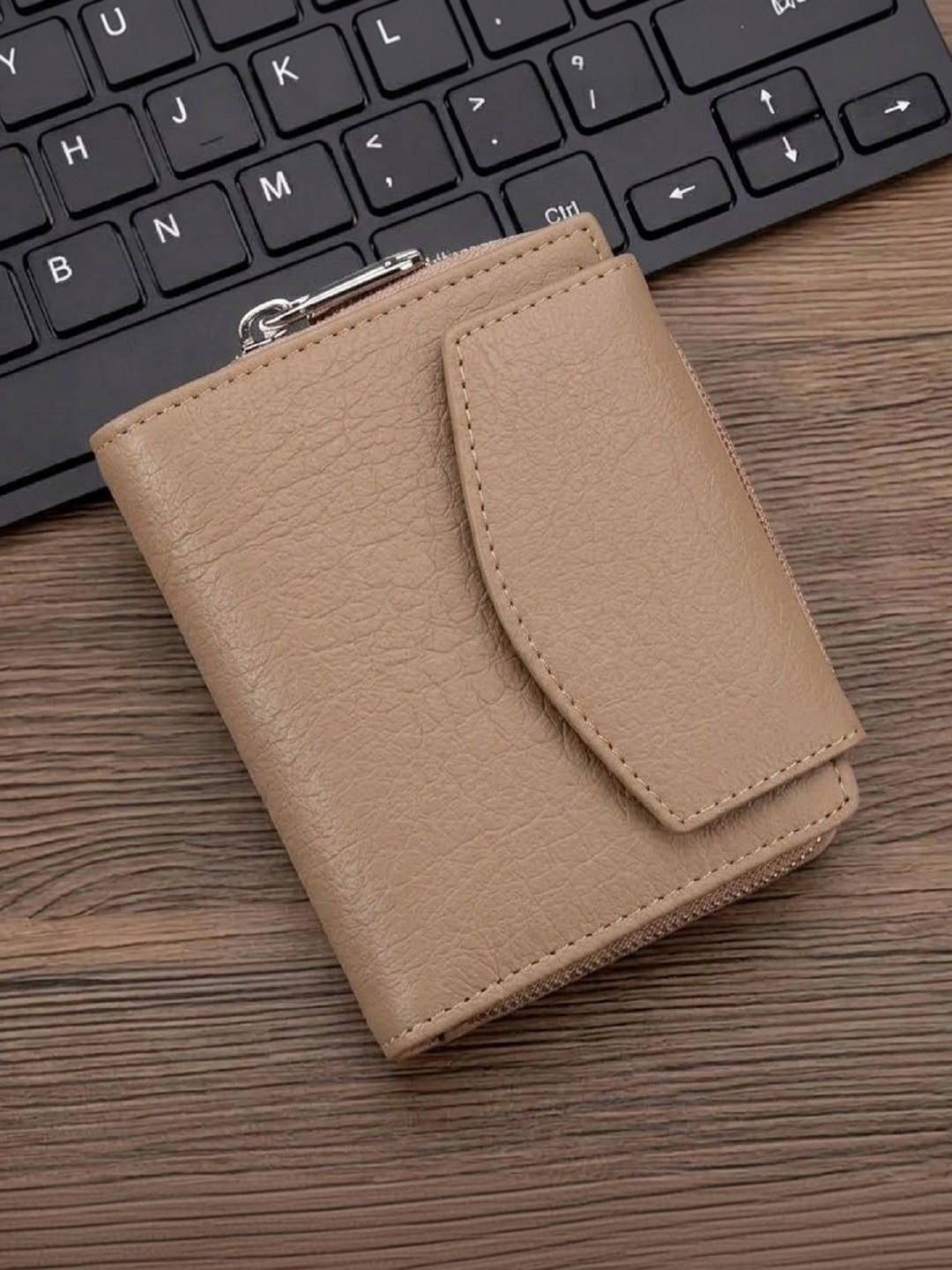 SZN Women Textured Leather Two Fold Wallet