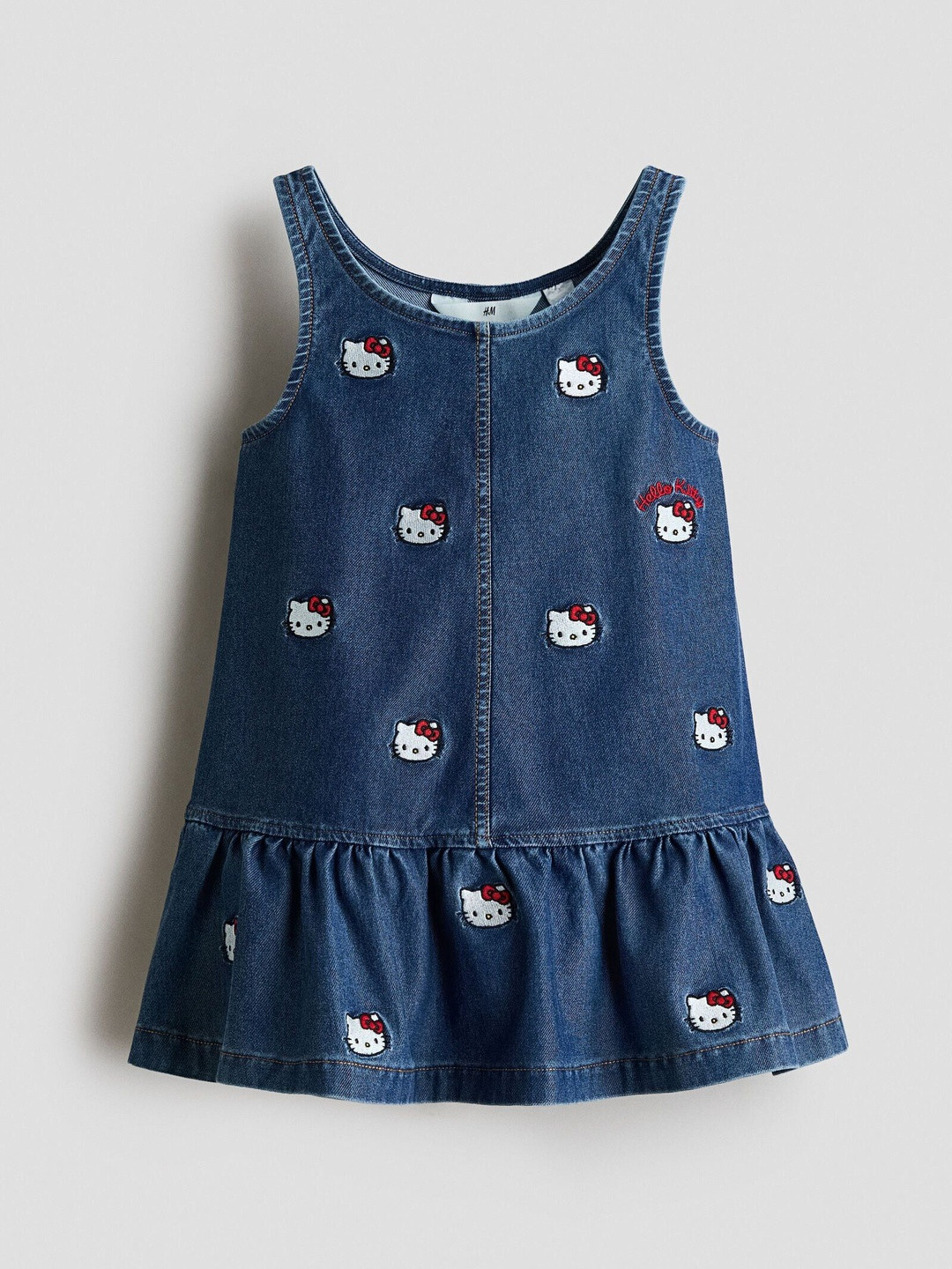 H&M Embroidered Denim-Look Dress