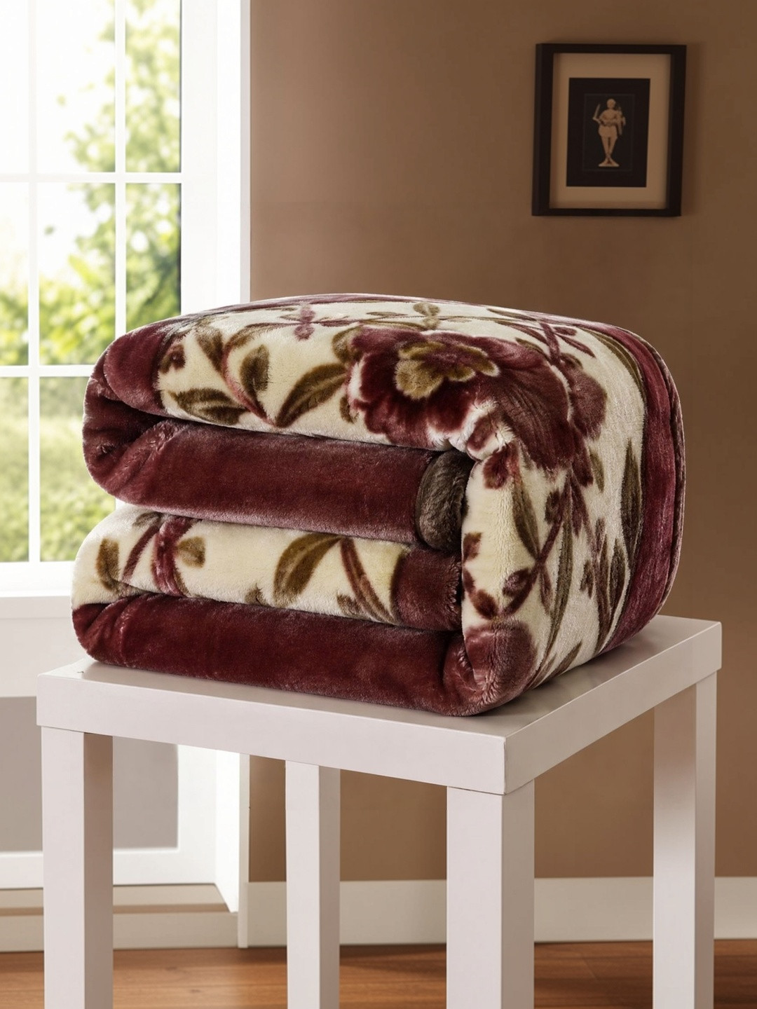 Comfowell Brown Floral Heavy Winter Blanket