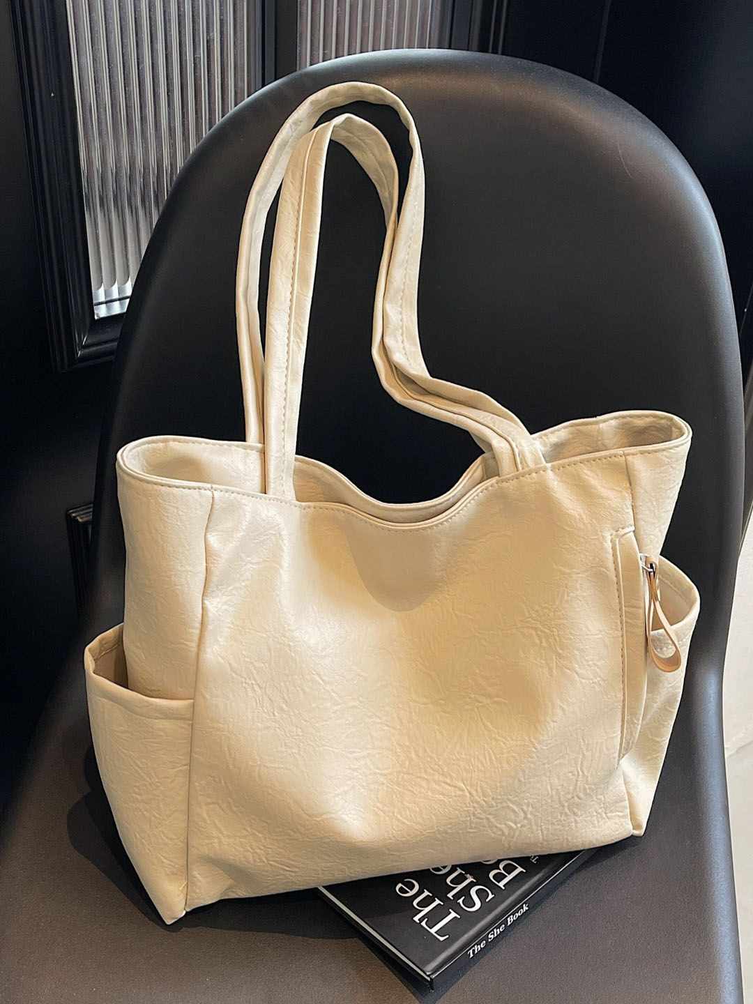 StyleCast Textured PU Shopper Tote Bag