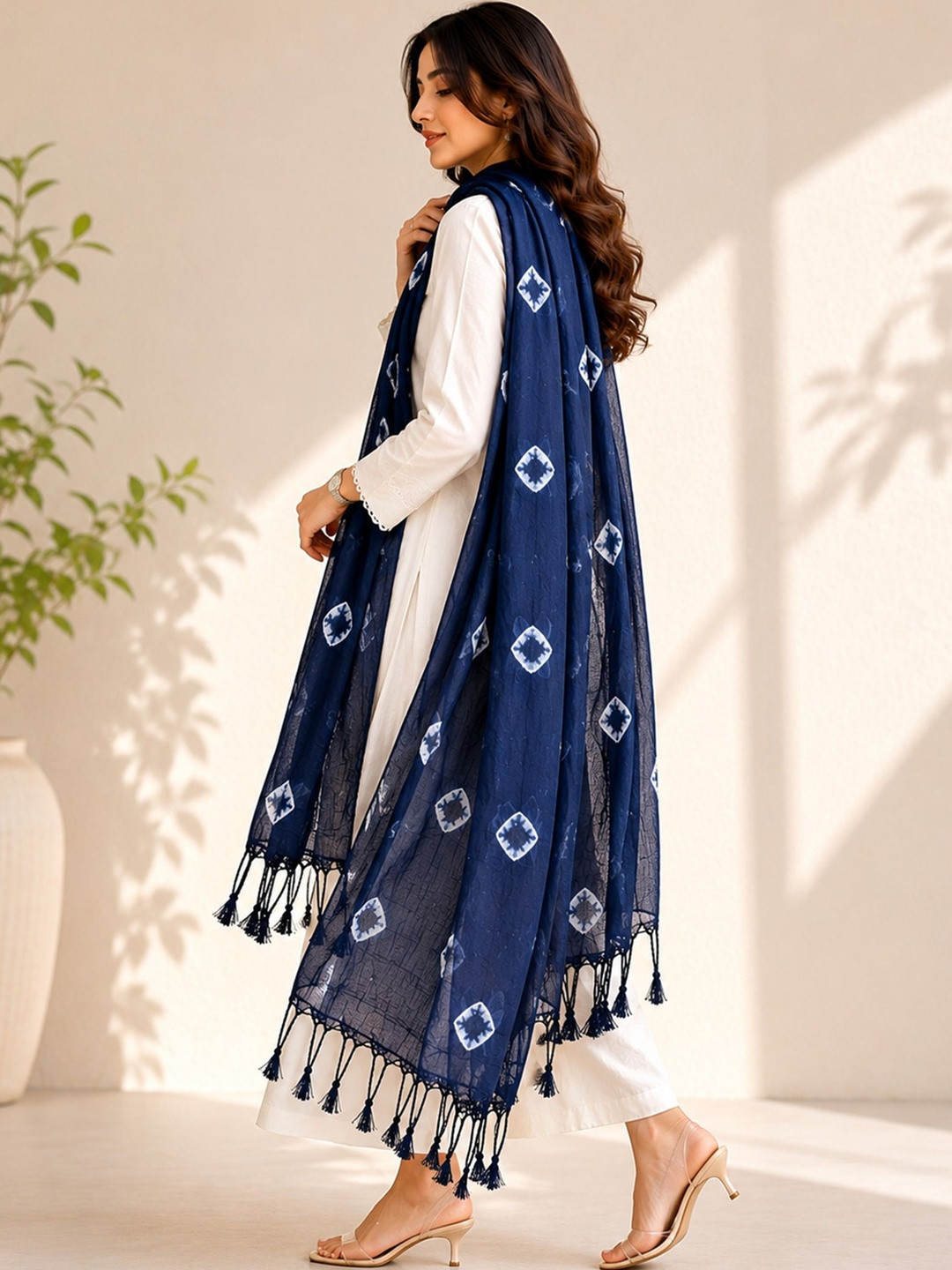 EBADAT Printed Tie and Dye Dupatta