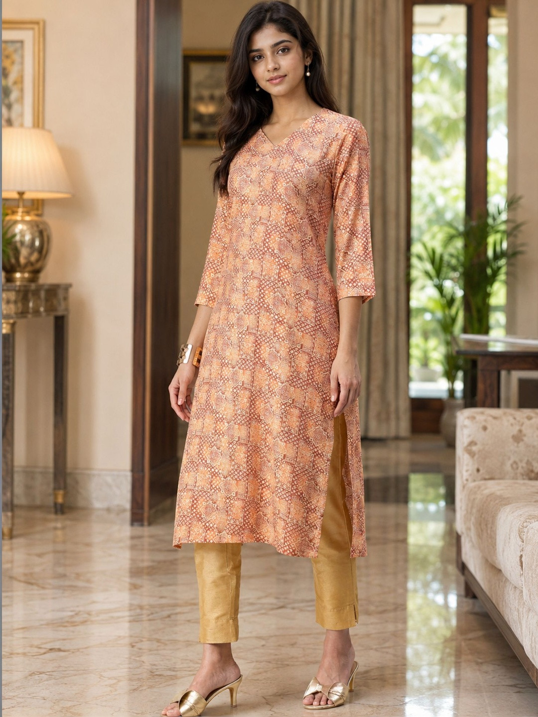 KALINI Ethnic Motifs Printed Straight Kurta