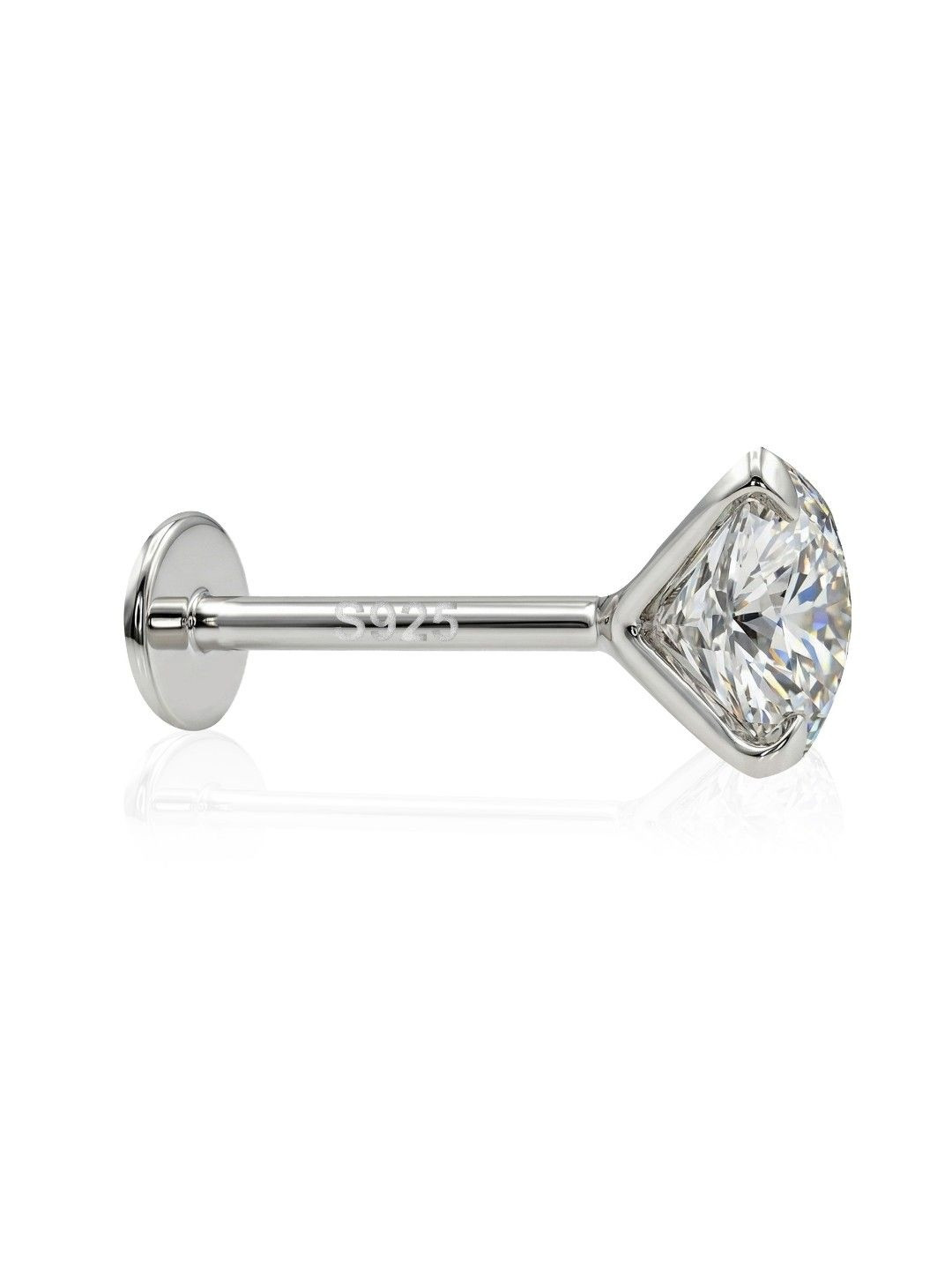 Paridhi Sterling Silver Plated Cubic Zirconia Studded Stud Nosepin