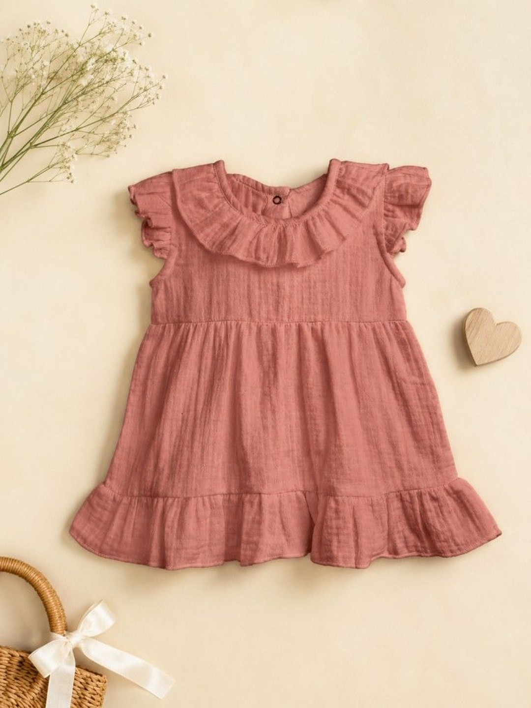 Kidbea Baby Girls Organic Cotton Flutter Sleeve Party Dress