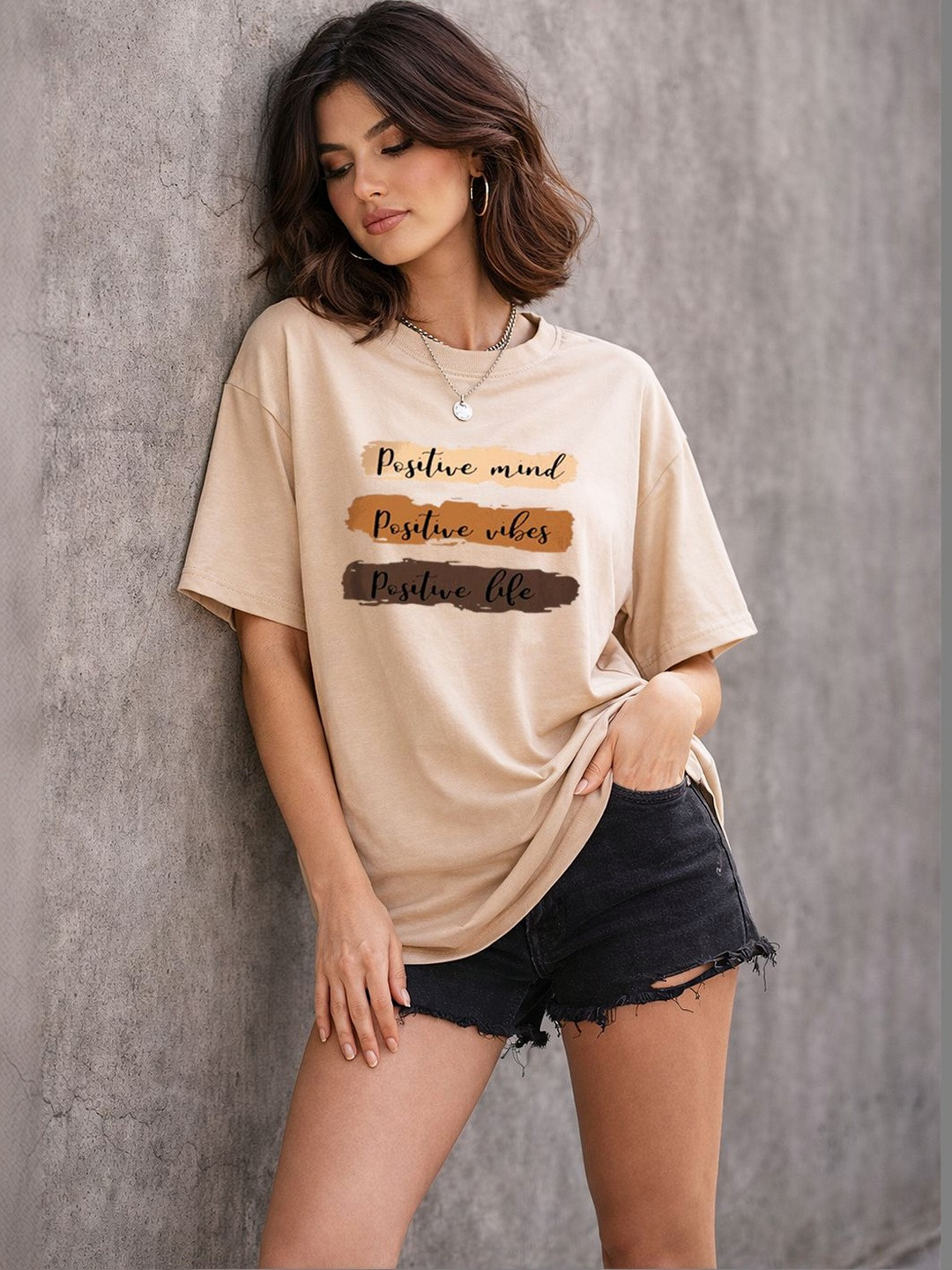 R.Code by The Roadster Life Co. Women Typography Printed Drop-Shoulder Sleeves T-shirt