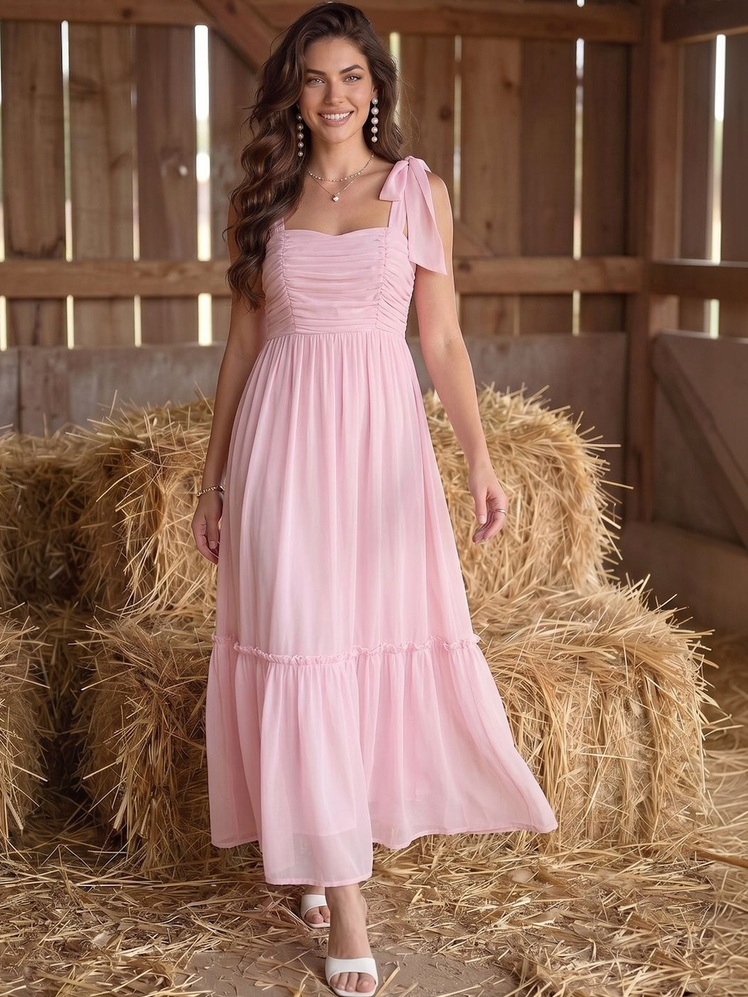 aayu Layered Chiffon Party Maxi Dress