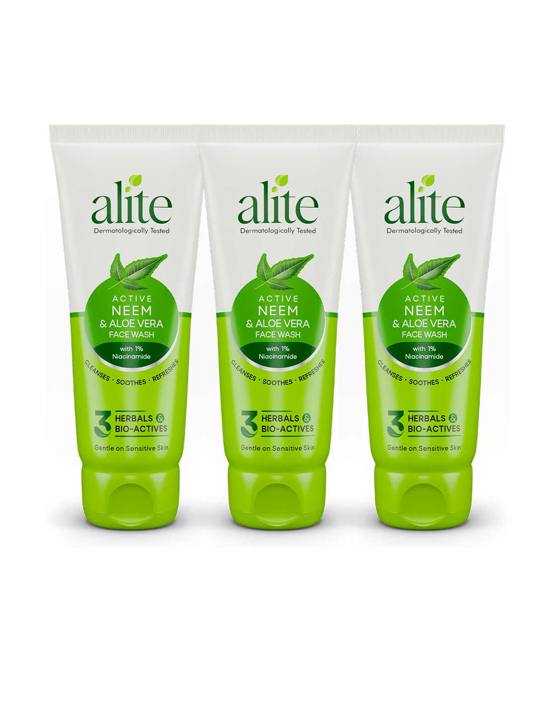 Alite Set of 3 Neem & Aloe Vera Face Wash with Niacinamide for Acne Control - 70g Each
