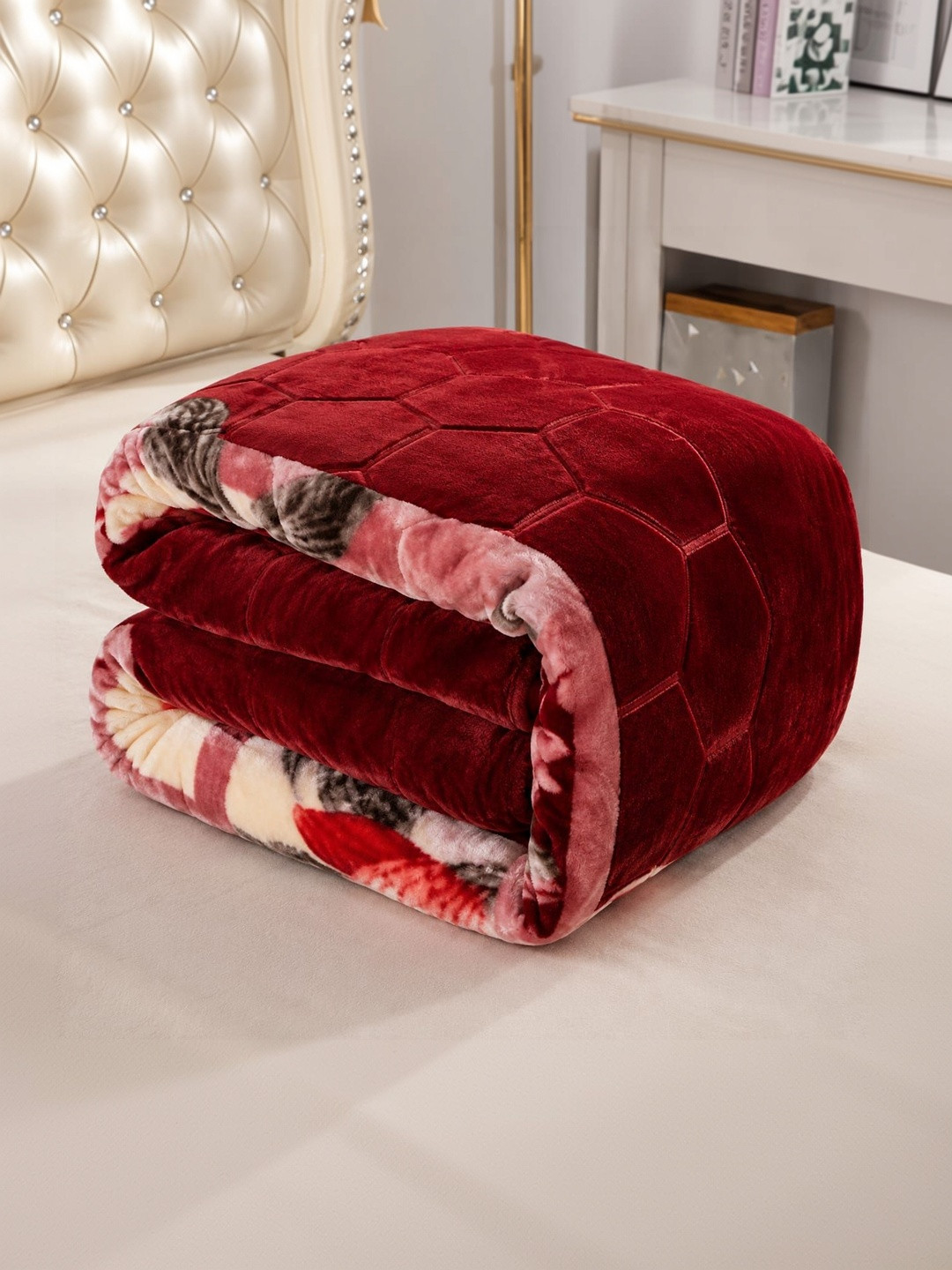 Comfowell Navy Blue Floral Heavy Winter Blanket