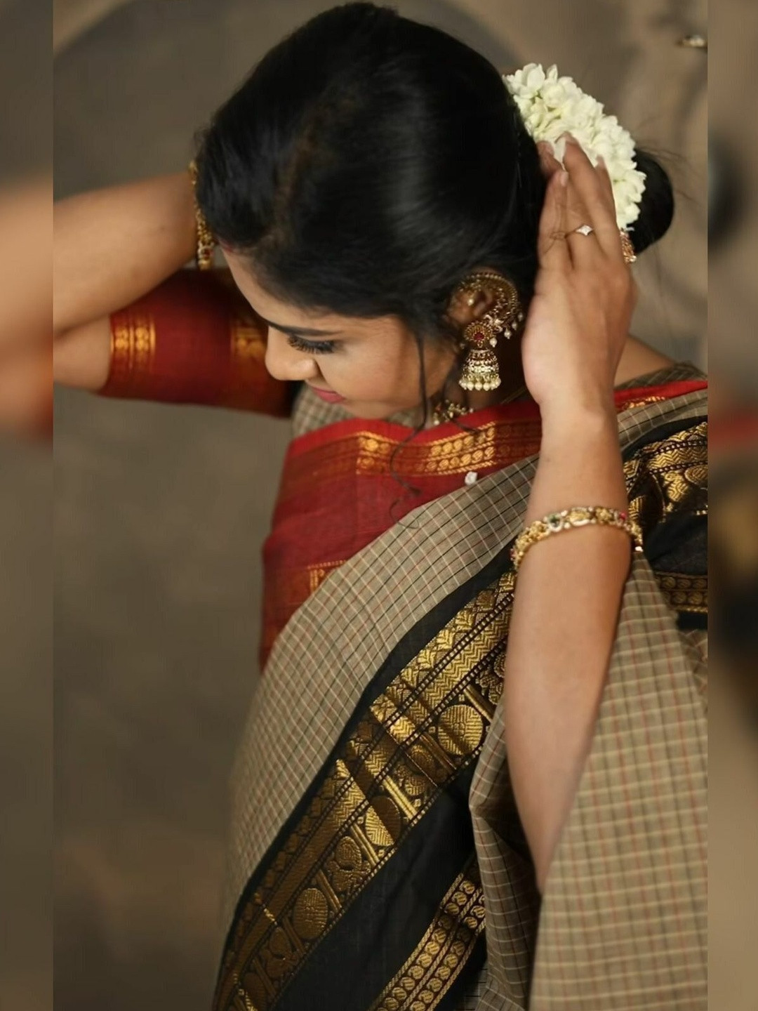 awesome Checked Zari Silk Cotton Saree
