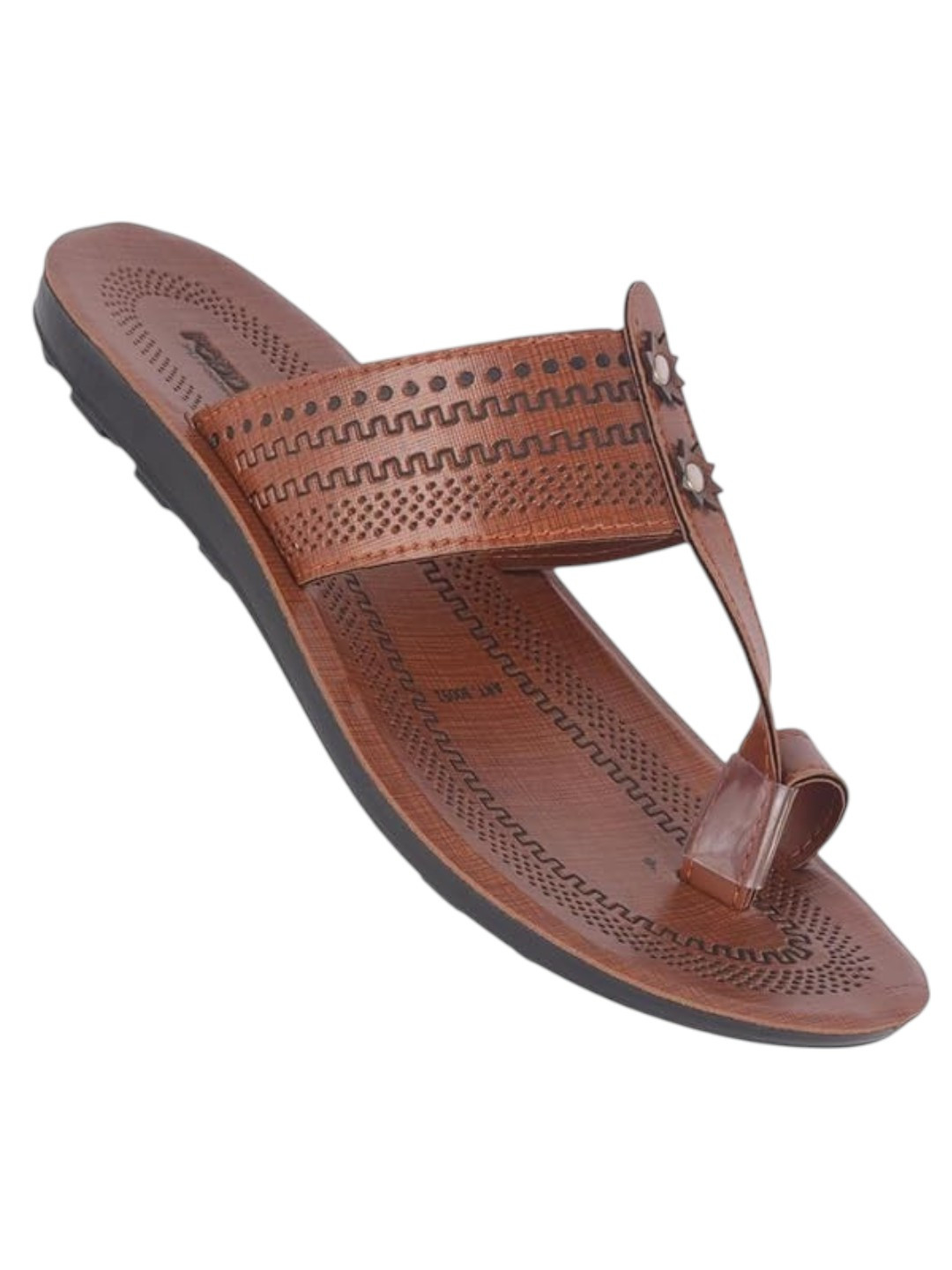 Poddar Men Textured One Toe Flats with Buckles