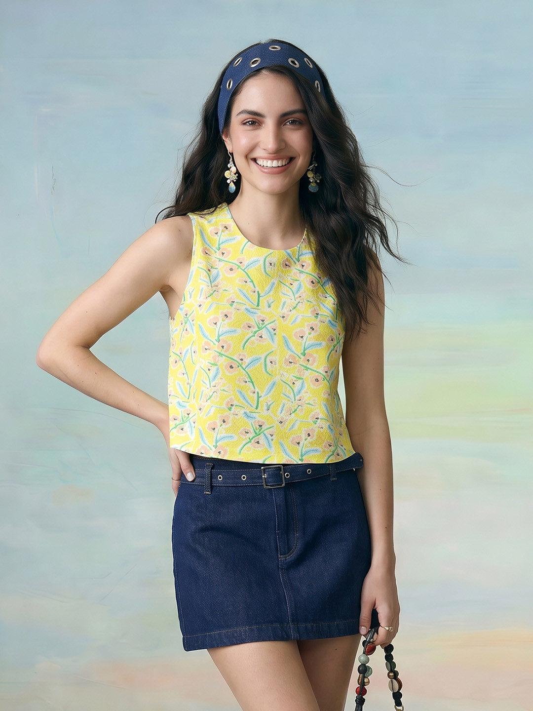 ZACCAI Sleeveless Floral Printed Top