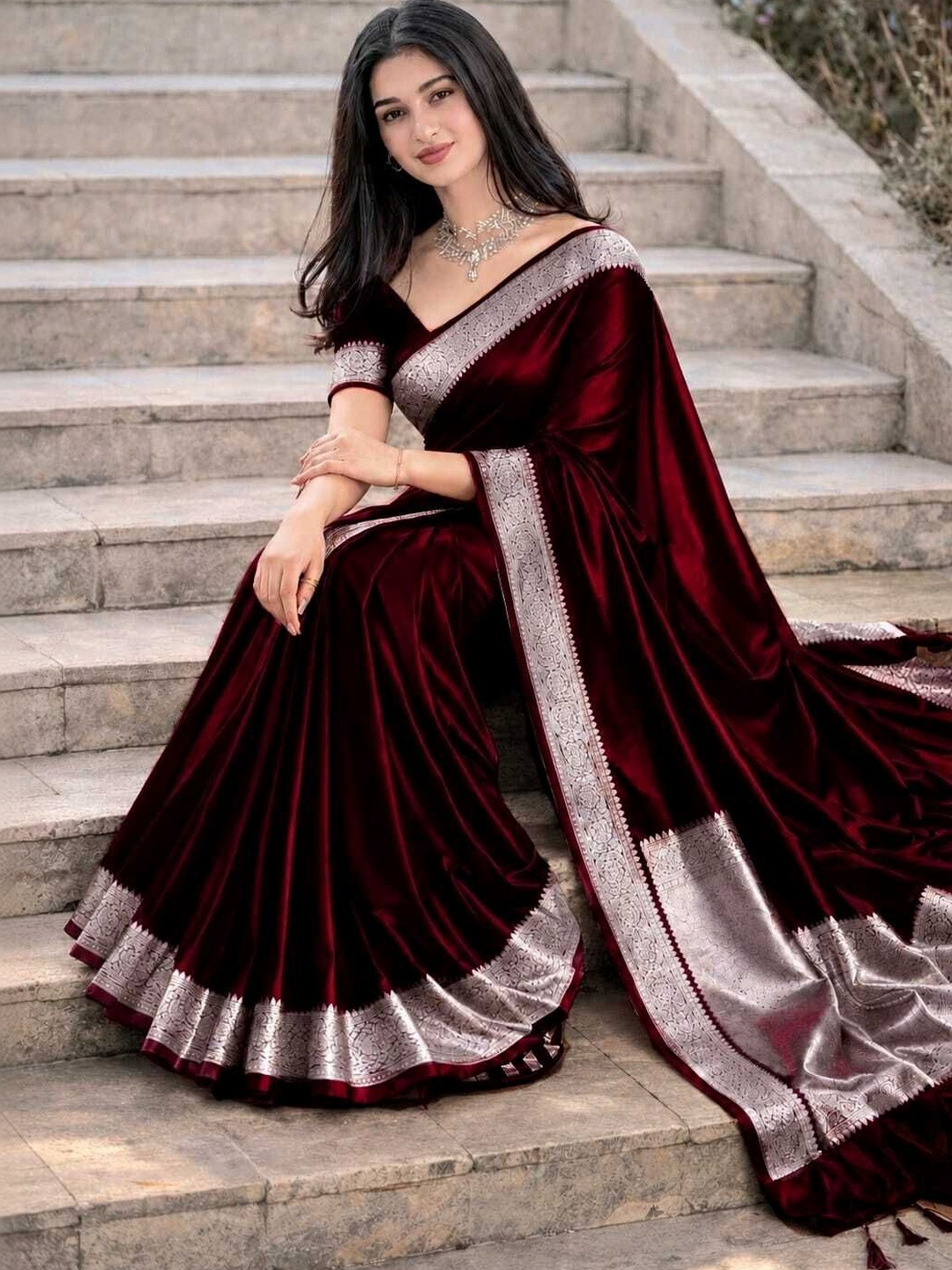 TILFELLE Zari Satin Banarasi Saree
