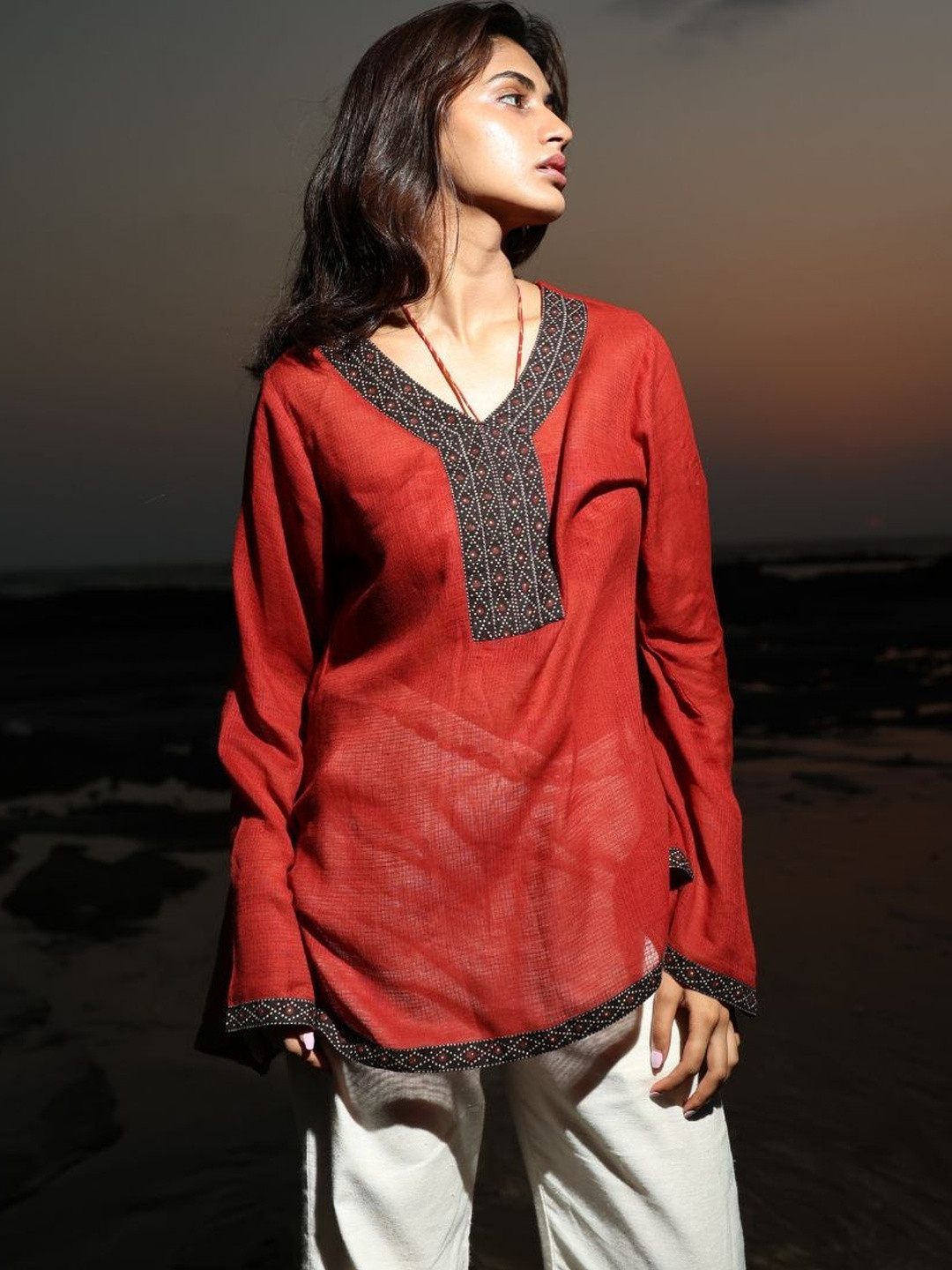 NISHORAMA Embroidered Ethnic Cotton Top