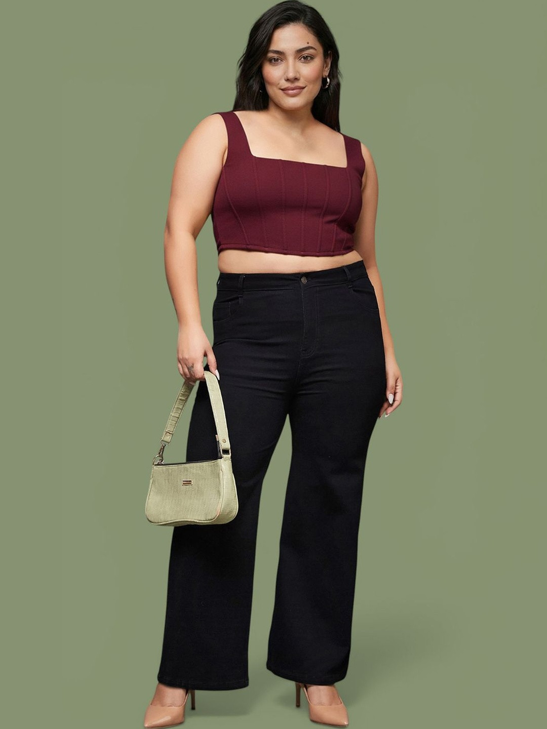 Miss Chase A+ Plus Size Women's Wide Leg High Rise Regular Stretchable Denim Jeans