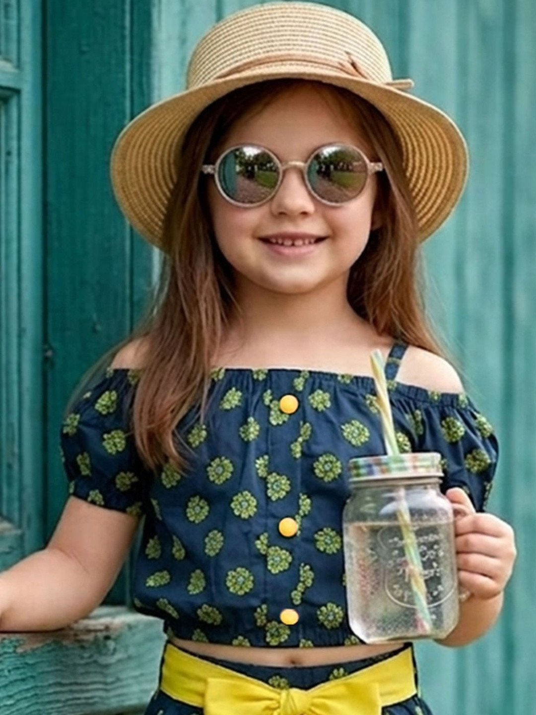 Cutiekins Floral Print Off-Shoulder Crop Top