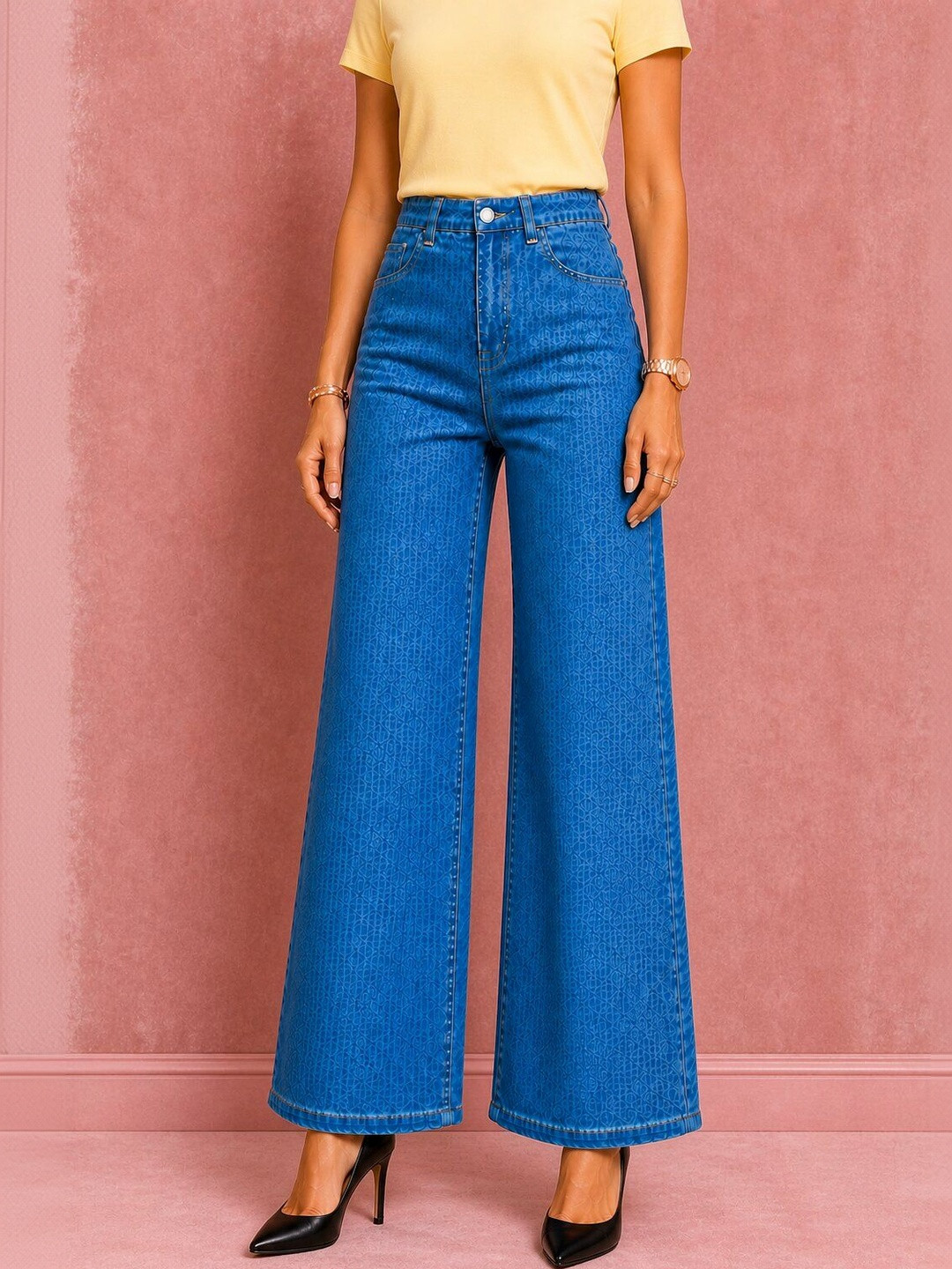 AngelFab Women Straight Fit High-Rise Light Fade Stretchable Jeans