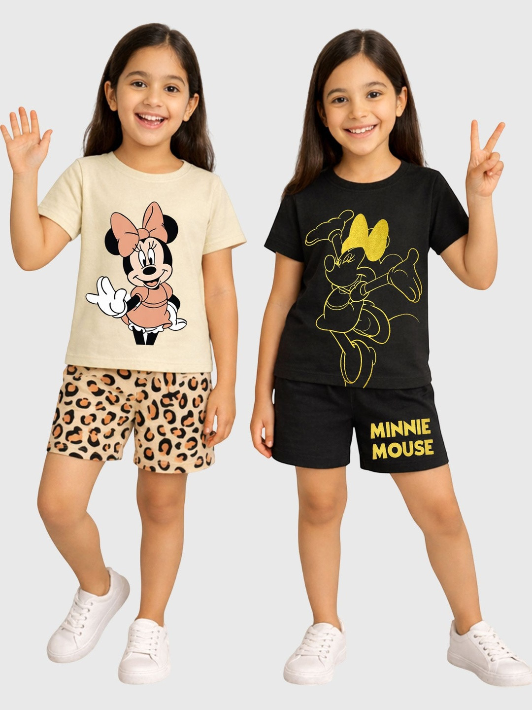 YK Disney Girls Printed T-shirt with Shorts
