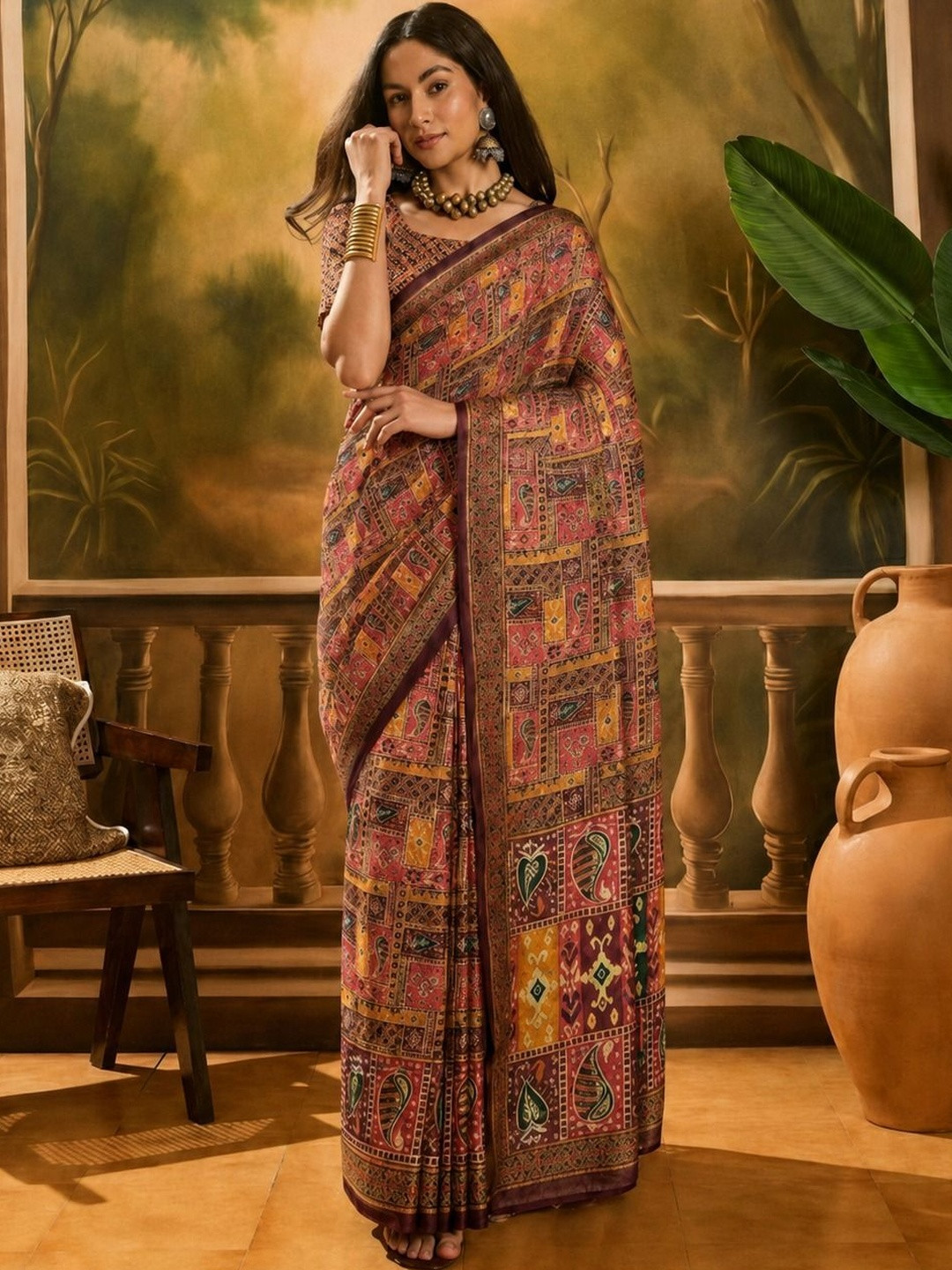 YUGAVEERAA Linen Blend Khadi Saree