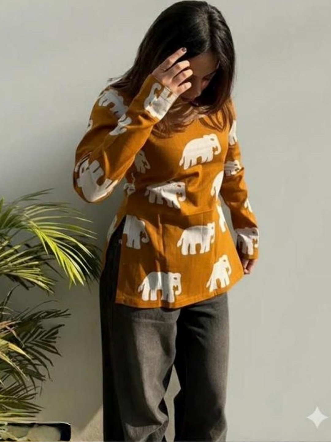 HERE&NOW Printed Square Neck Kurti