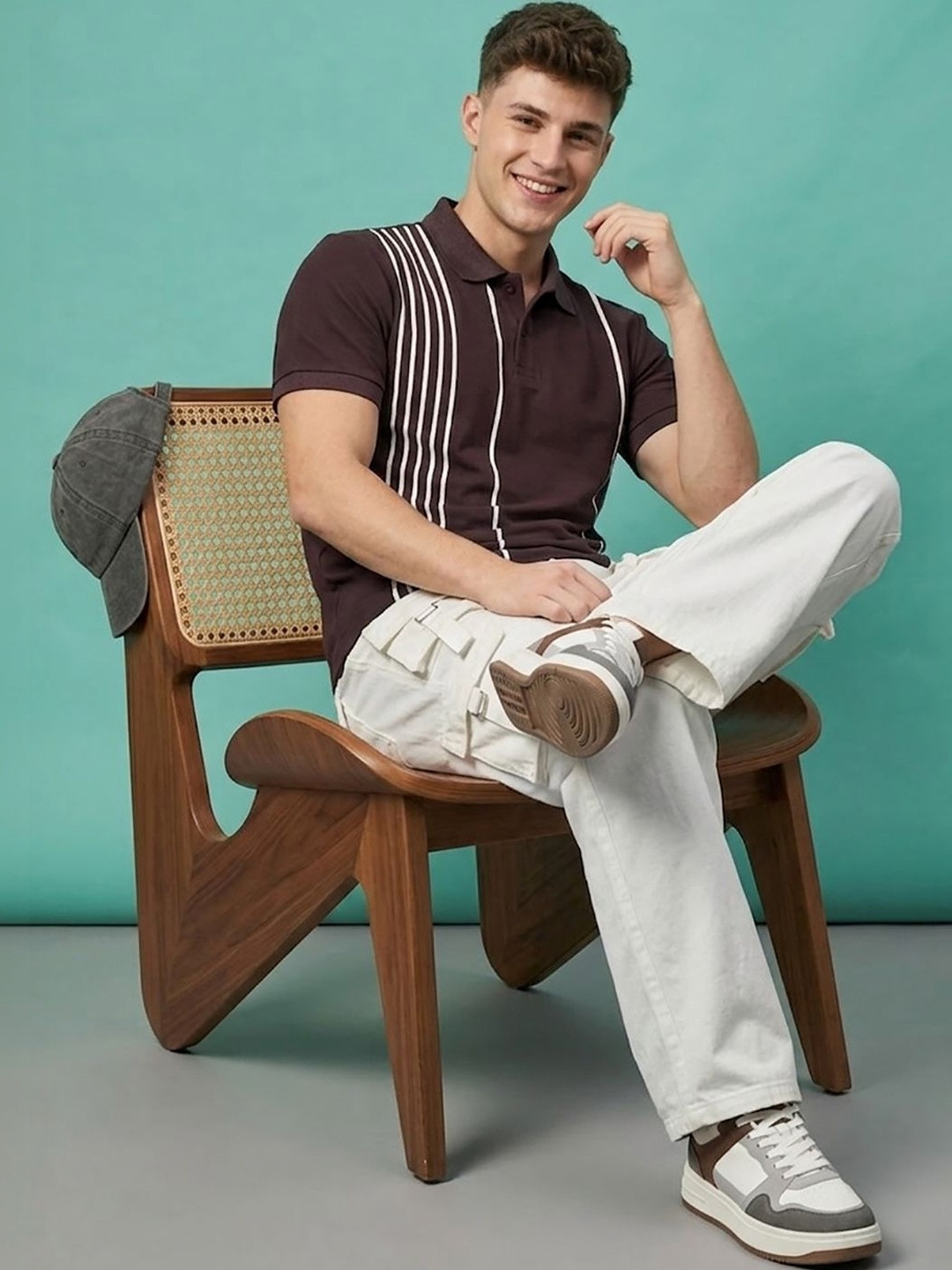 Moda Rapido Men Striped Polo Collar T-shirt