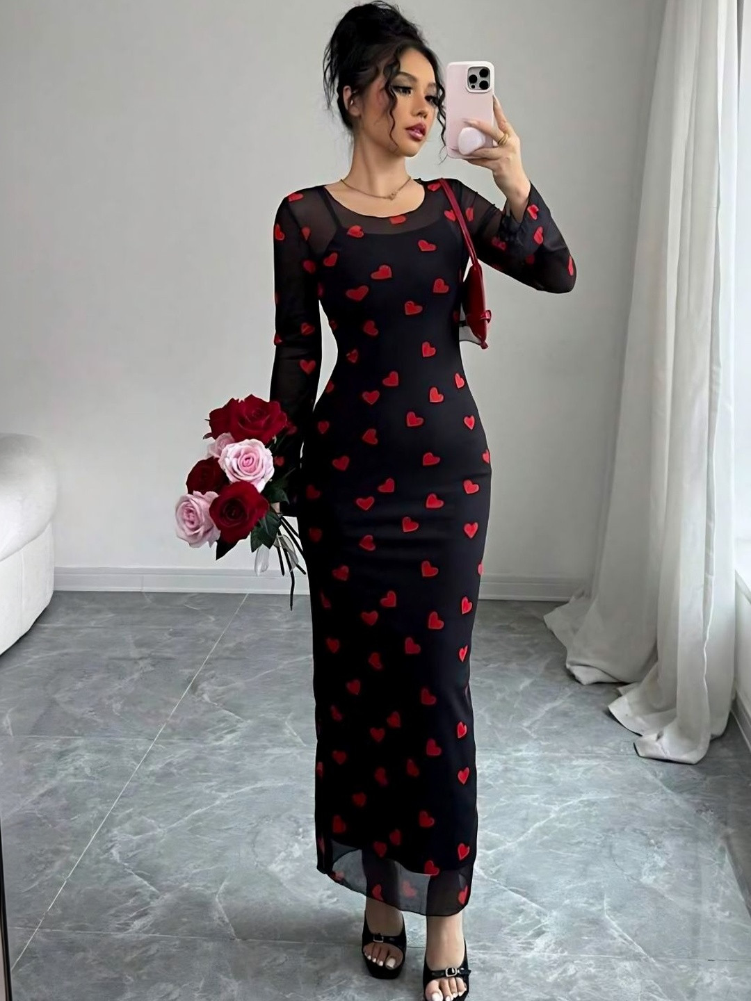 STYLOBABE Print Bodycon Maxi Dress