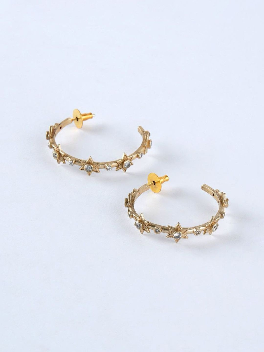 TOTAPARI Gold-Plated Star Shaped Hoop Earrings