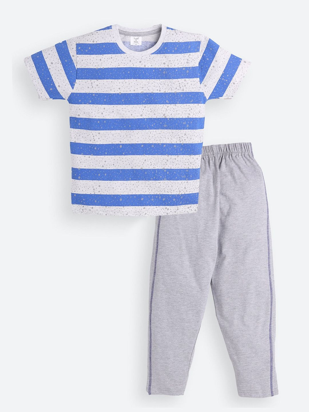 Todd N Teen Boys Striped Pure Cotton T-shirt With Track Pant
