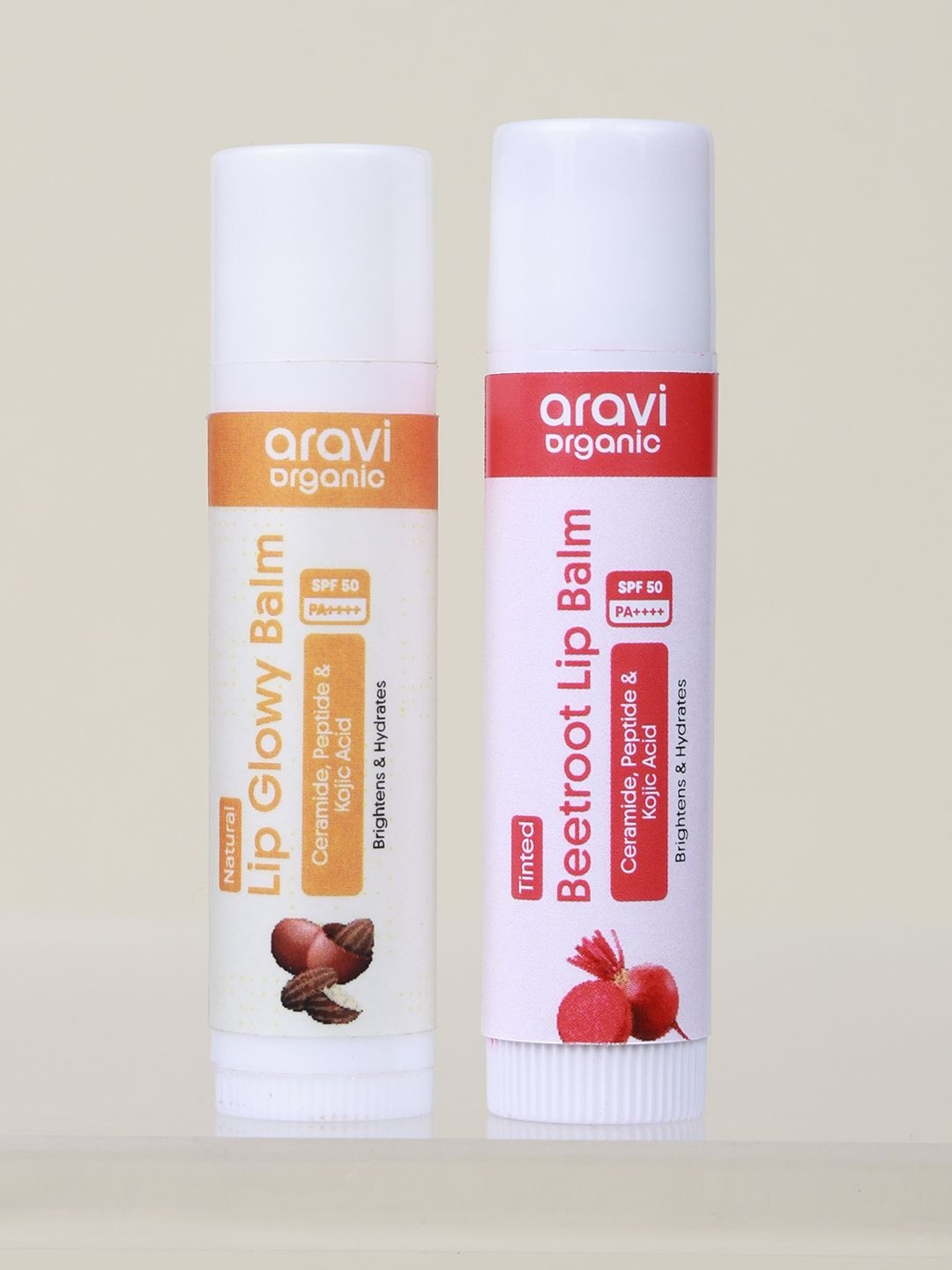 Aravi Organic Set Of Lip Glowy Balm & Beetroot Lip Balm - 5g Each