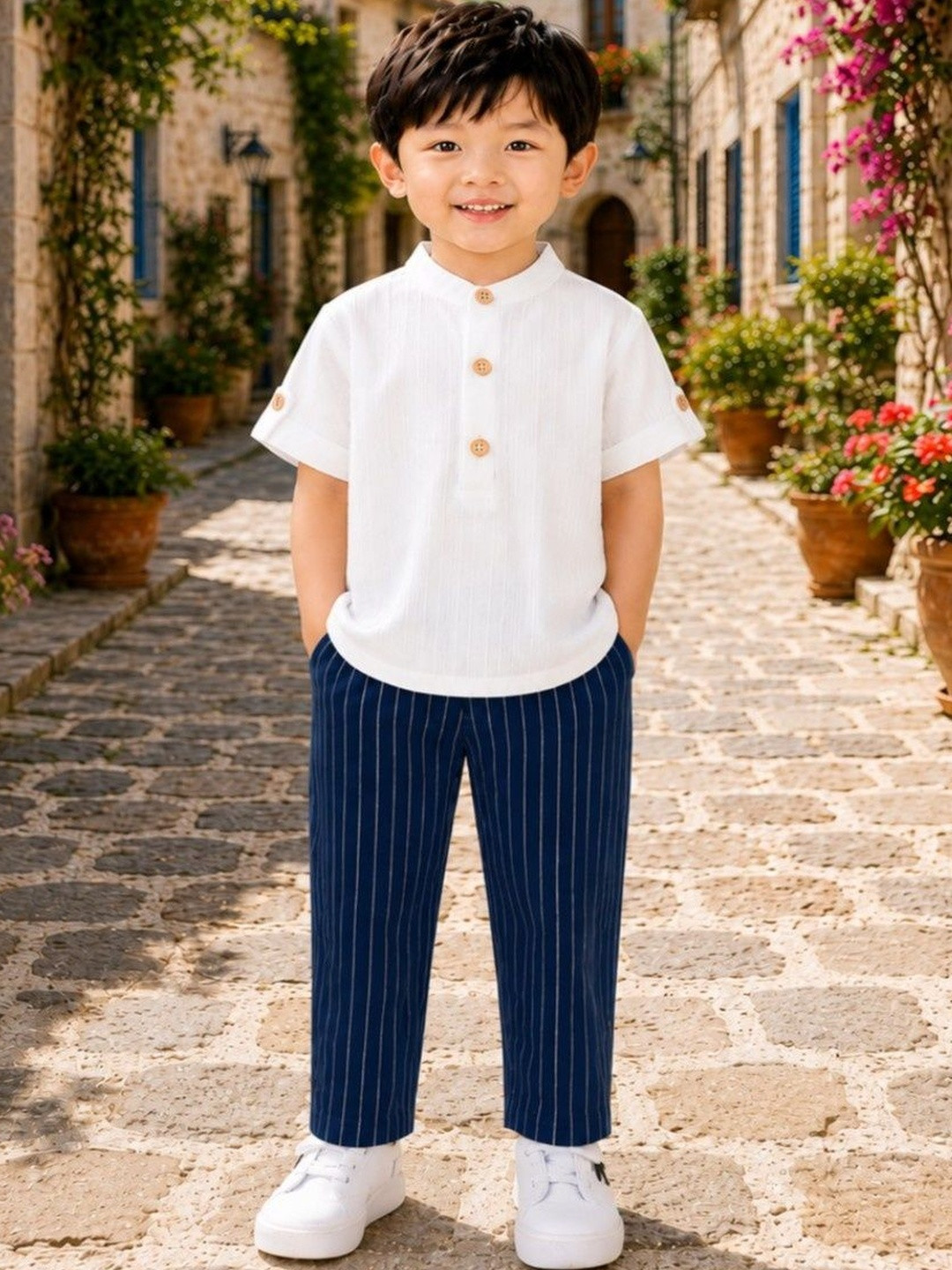 INDIASHAAT Self Design Shirt with Trousers