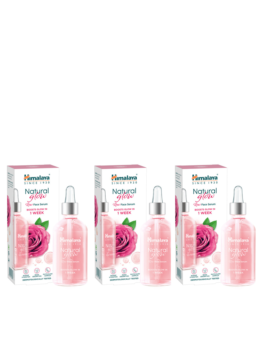 Himalaya Set of 3 Natural Glow Hydration Rose Face Serum with