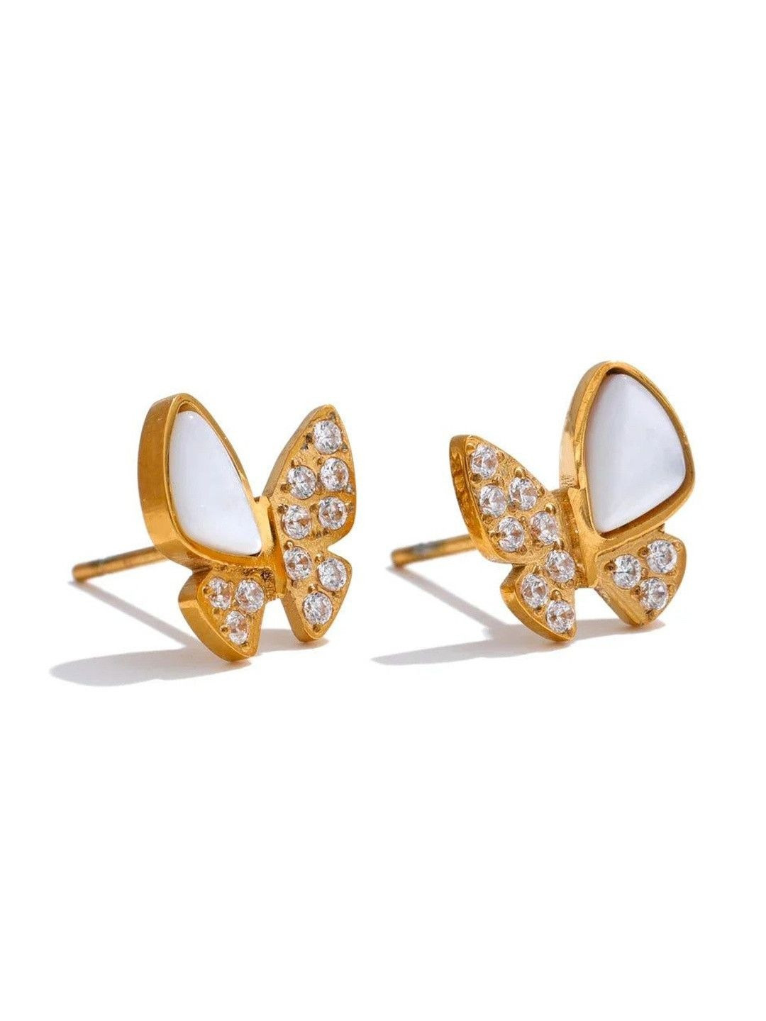 DIVING SWAN Women 18K Thick Gold Plated Myra Butterfly Stud Earrings