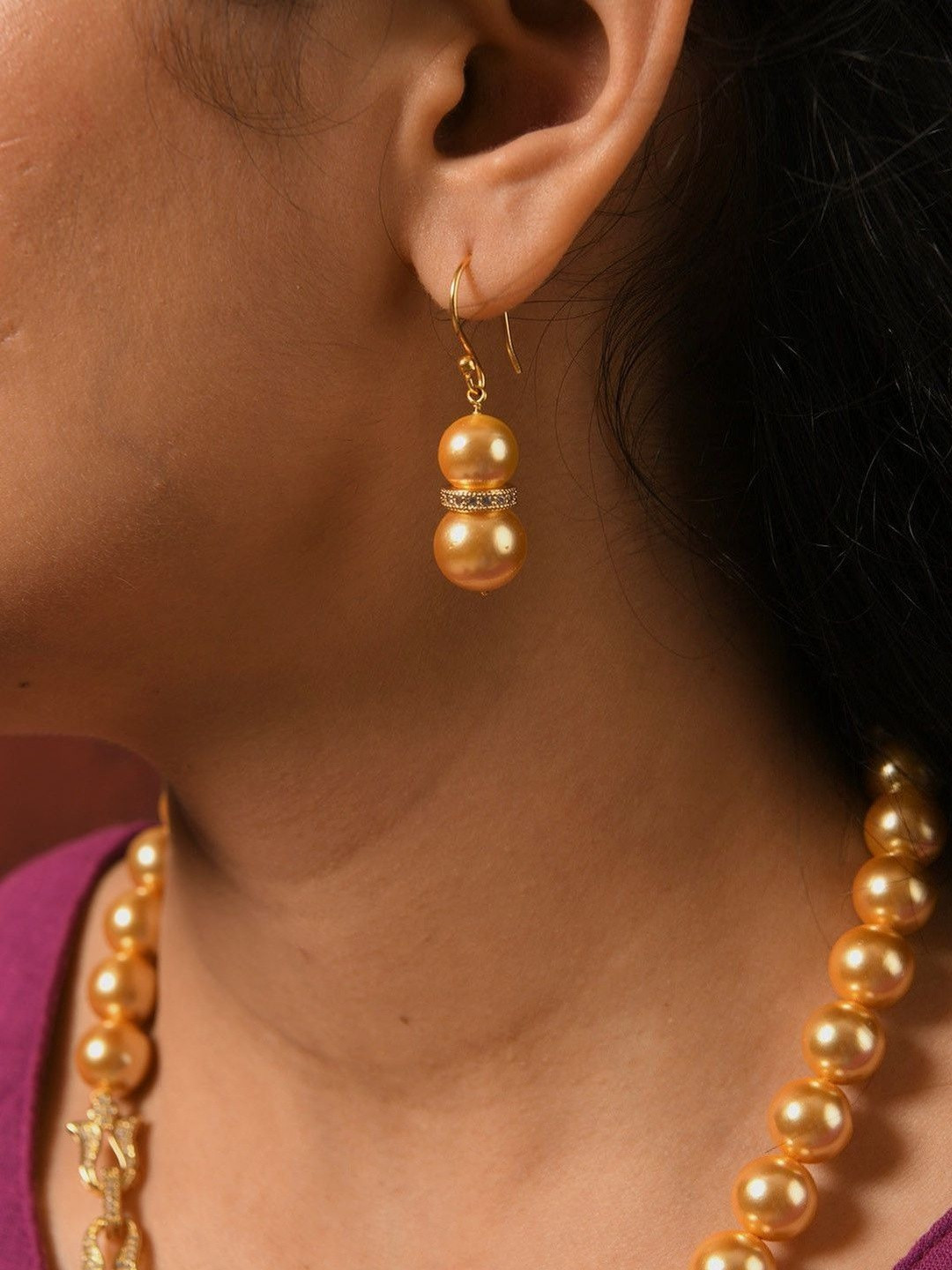 Totapari Gold-Plated Pearls Zircon Drop Earrings